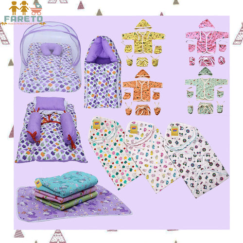 Fareto New Born Baby Combo of Daily Essentials All in One(0-6 Months)(Pack of 34)