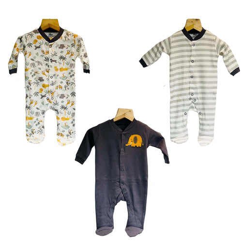 Fareto New Born Baby Full Body Rompers (Pack Of 3)(Color As Per The Availability)