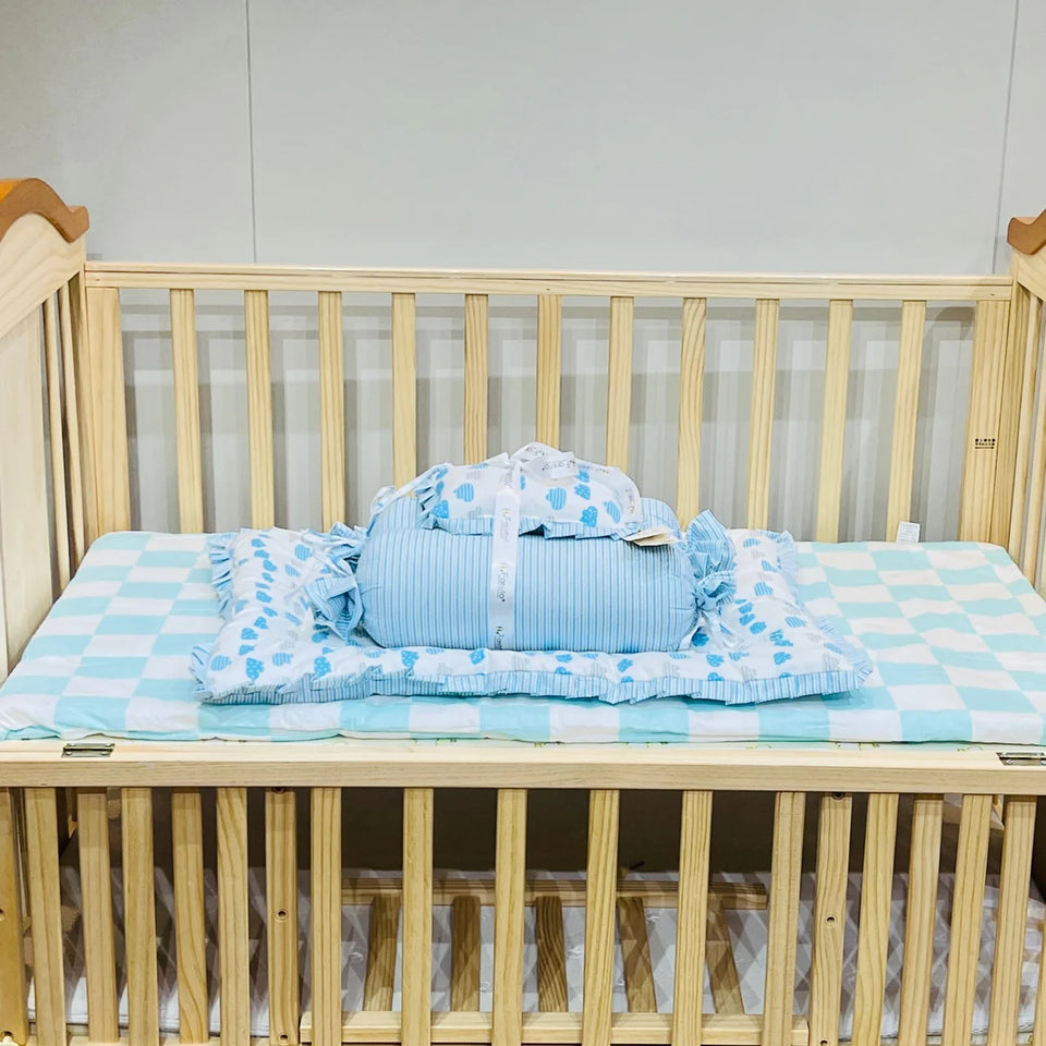 Fareto Complete Bedding Set essentials Combo For Baby (0-6 Months)(Cloud Line Blue)