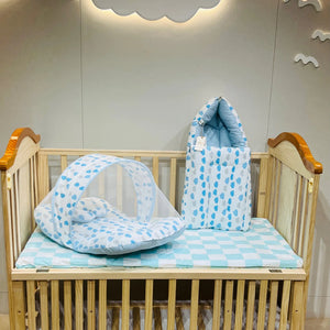 Fareto Complete Bedding Set essentials Combo For Baby (0-6 Months)(Cloud Line Blue)