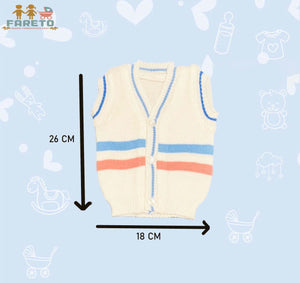 Fareto New Born Baby Sleeveless Sweater | Inner wear Sweater (0-2M)(Pack of 3)(Note: Colours & Designs May Vary)