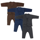 Fareto Baby front open winter suit thermal set (Pack of 3) Colours may vary