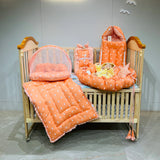 Fareto New Born Baby Full Bedding Set Combo (Crown Orange) (0-6 Months)