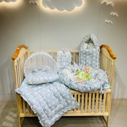 Fareto Complete Bedding Set essentials Combo For Baby (0-6 Months)(Grey ship)