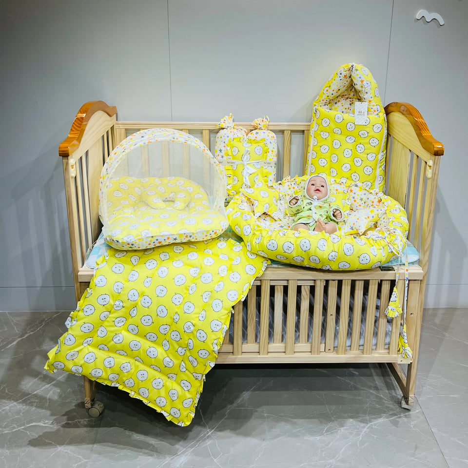 Fareto Complete Bedding Set essentials Combo For Baby (0-6 Months)(yellow ship)