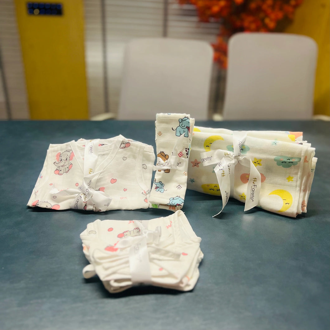 Fareto New Born Baby Purely Musline Set(0-2 Months)(Pack Of 12)