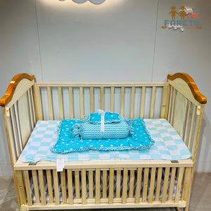 Fareto New Born Baby Full Bedding Set Combo (Crown Blue) (0-6 Months)