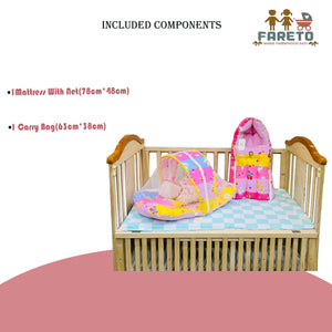 Fareto New Born Baby Premium Quality Mattress with Net & Sleeping Bag(0- 4Months)(Pink Ziraf)