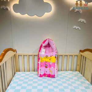 Fareto New Born Baby Premium Quality Mattress with Net & Sleeping Bag(0- 4Months)(Pink Ziraf)