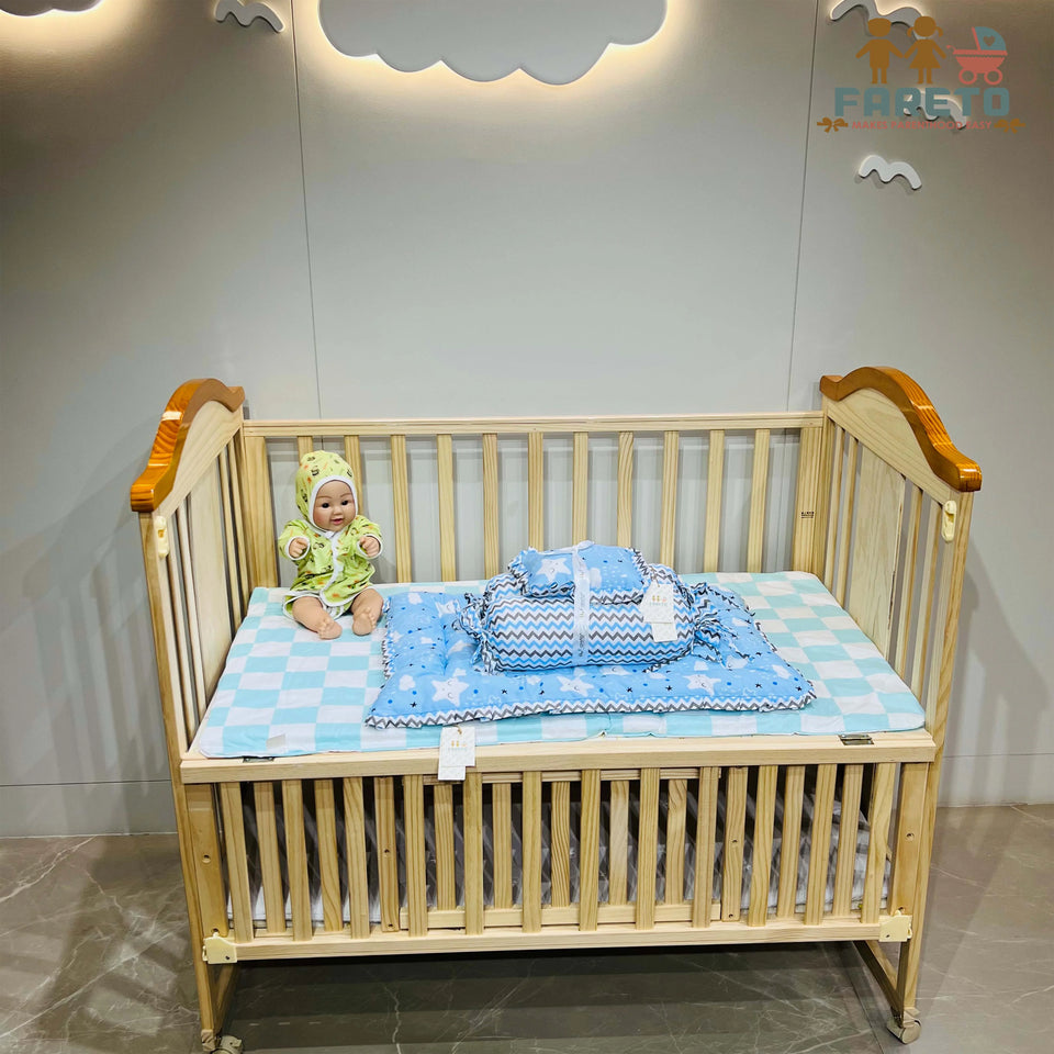 Fareto Complete Bedding Set essentials Combo For Baby (0-6 Months)(cloud blue)