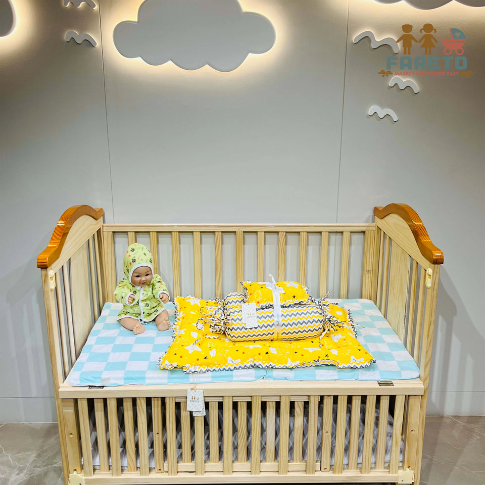 Fareto Complete Bedding Set essentials Combo For Baby (Cloud Yellow) (0-6 Months)