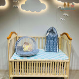 Fareto New Born Baby Full Bedding Set Combo (Crown Grey) (0-6 Months)