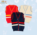 Fareto New Born Baby Sleeveless Sweater | Inner wear Sweater (0-2M)(Pack of 3)(Note: Colours & Designs May Vary)