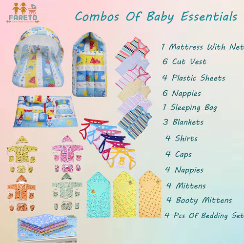 Fareto 45 in 1 New Born Baby Complete Daily Essentials | Gift Pack | Combo Set | (0-3 Months)