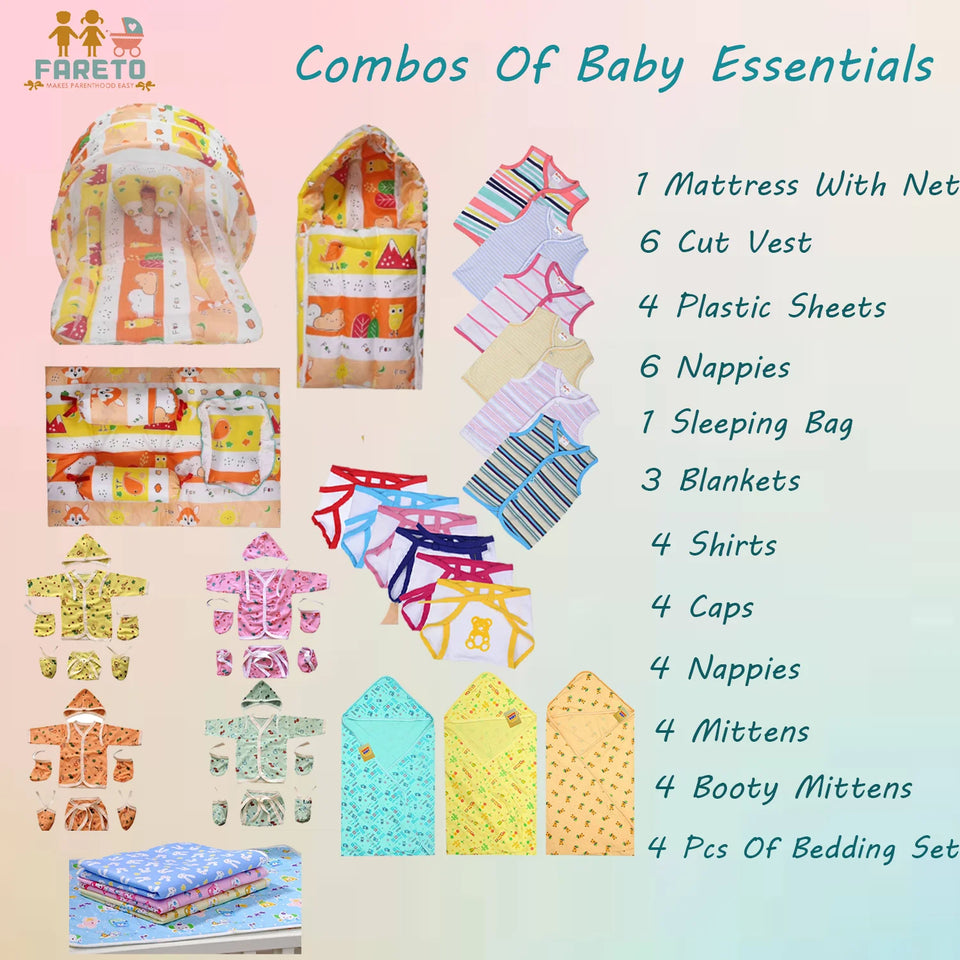 Fareto 45 in 1 New Born Baby Complete Daily Essentials | Gift Pack | Combo Set | (0-3 Months)