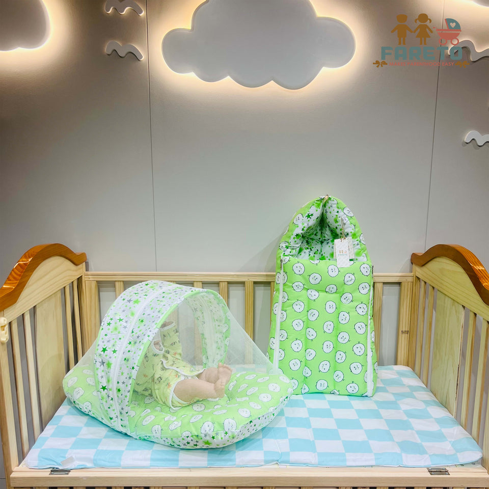 Fareto Complete Bedding Set essentials Combo For Baby (0-6 Months)(Aqua Green)