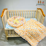 Fareto Premium Quality New Born Baby Full Bedding Set Combo (Cloud Moon Orange)  (0-6 Months)