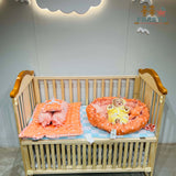 Fareto New Born Baby Full Bedding Set Combo (Crown Orange) (0-6 Months)