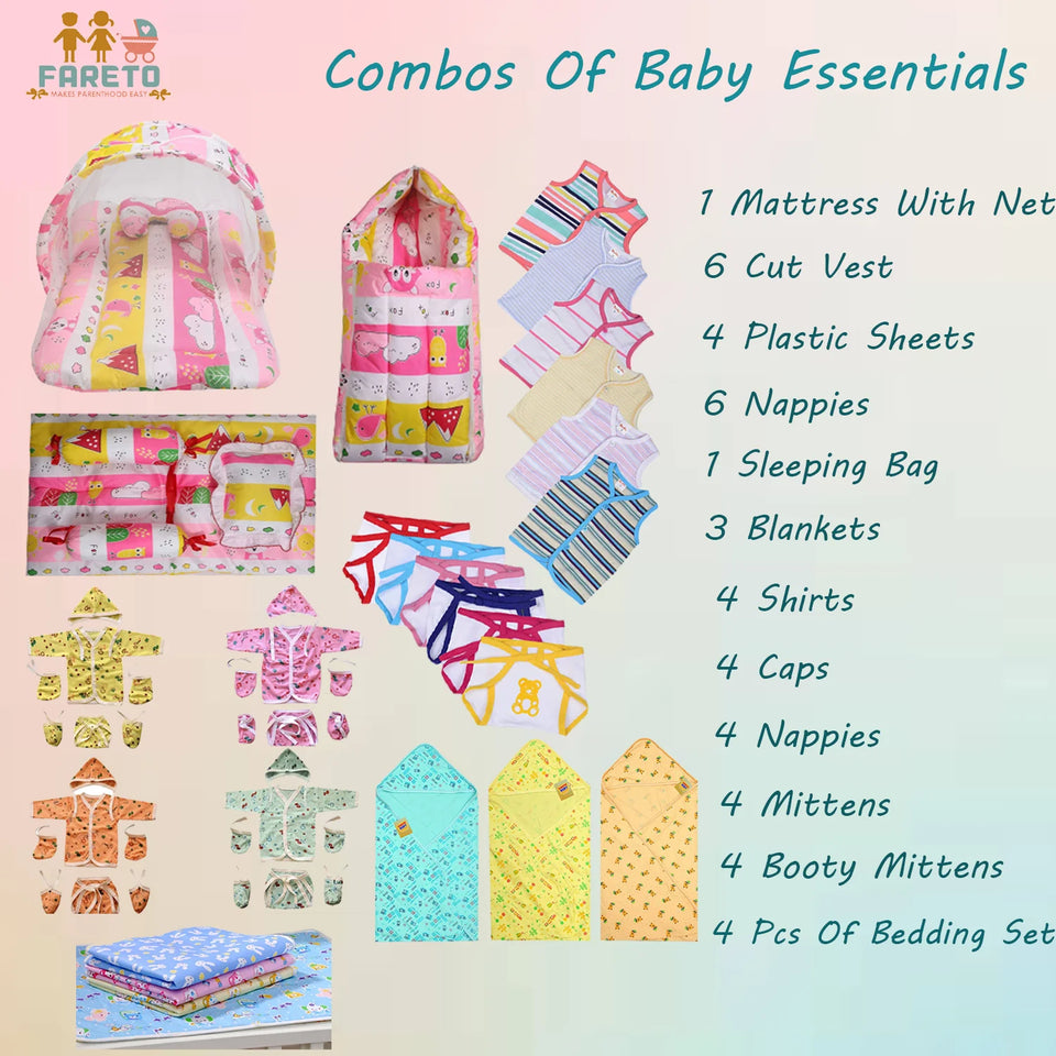 Fareto 45 in 1 New Born Baby Complete Daily Essentials | Gift Pack | Combo Set | (0-3 Months)