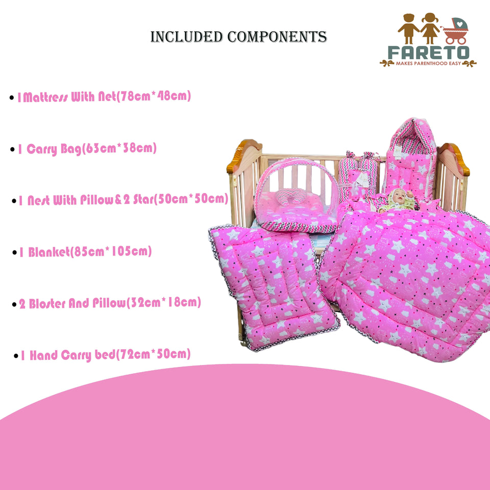 Fareto Complete Bedding Set essentials Combo For Baby (0-6 Months)