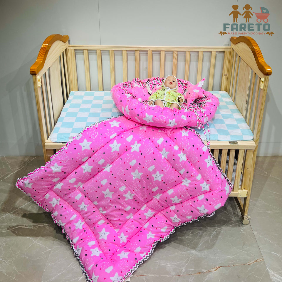 Fareto Complete Bedding Set essentials Combo For Baby (0-6 Months)