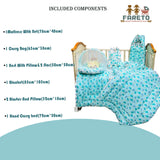 Fareto Premium Quality New Born Baby Full Bedding Set Combo (Pista Green Moon and Cloud) (0-6 Months)