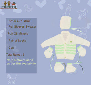 Fareto New Born Baby Sweater Set (pack of 4) Color As per the availability