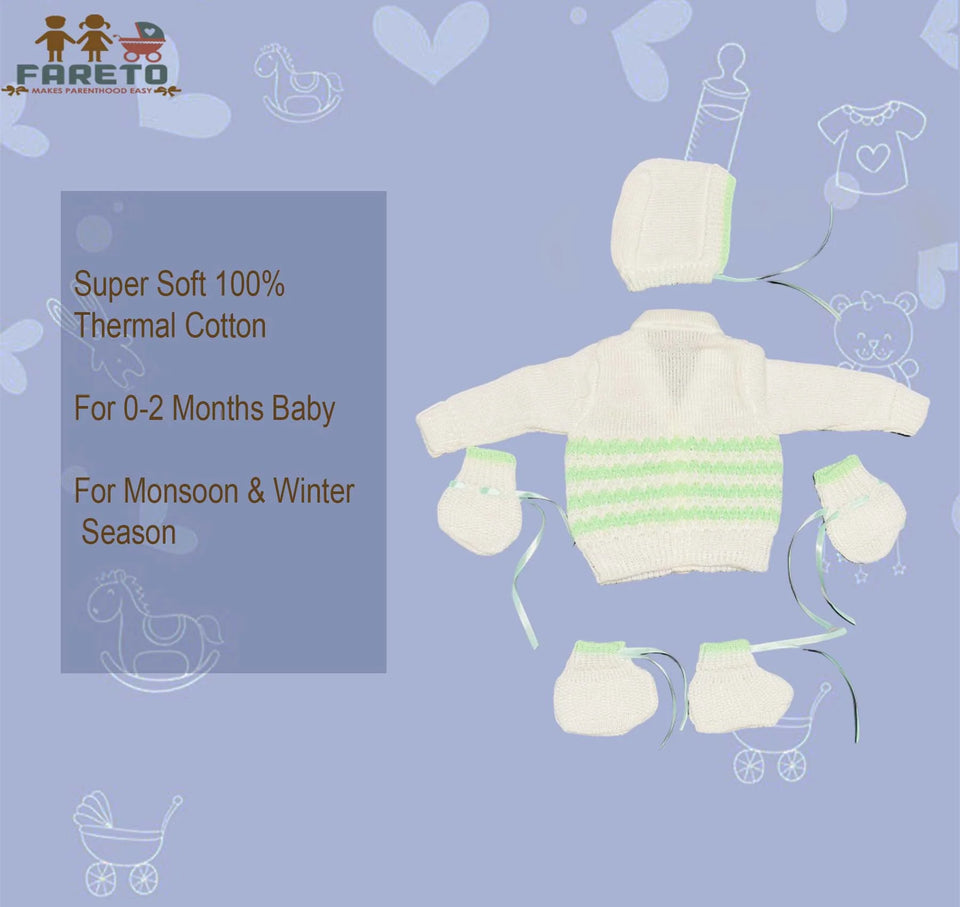 Fareto New Born Baby Sweater Set (pack of 4) Color As per the availability